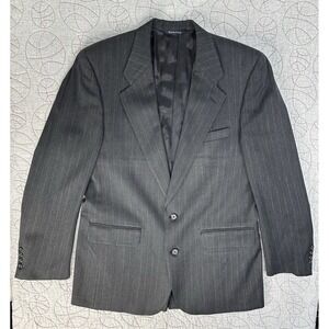 VTG Burberrys Two Button Suit Blazer Jacket Mens 44 R Wool Pinstriped‎ USA
